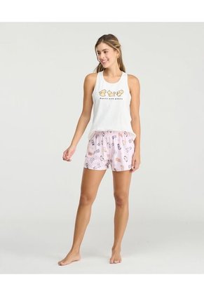 Pijama De Camisilla Estampado Frontal Short Con Pretina Blush Claro St Even 18814