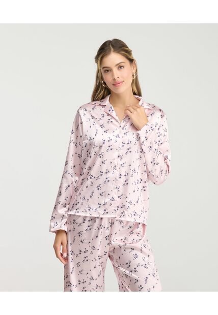 Pijama De Pantalón Botones Frontales Pretina Elástica Rosado St Even 18808