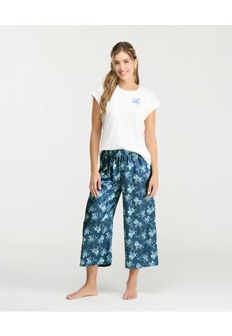 Pijama De Pantalón Capri Estampado Frontal Estampado Azul St Even 18839 St Even