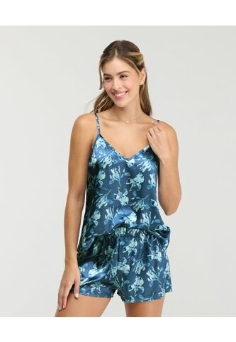 Pijama Short Tiras Ajustables Short Con Pretina Estampado Azul St Even 18834 St Even