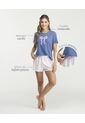 Pijama De Short Camiseta Manga Corta Estampado Frontal Azul St Even 18794 de St Even