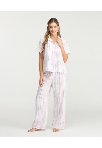 Pijama De Pantalón Camisa Manga Corta Cintura Elástica Ivory St Even 18798 St Even