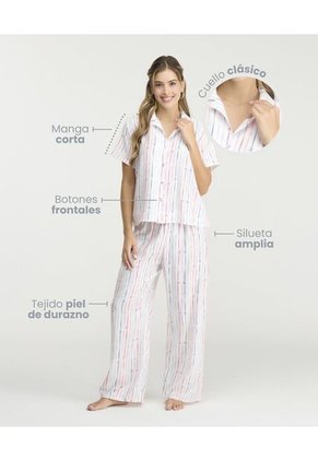 Pijama De Pantalón Camisa Manga Corta Cintura Elástica Ivory St Even 18798