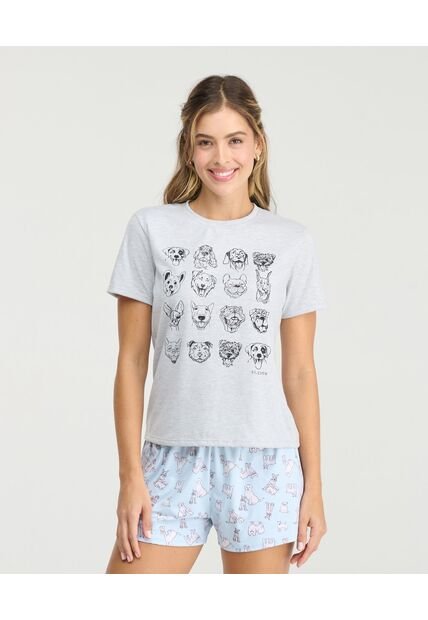 Pijama De Short Camisa Manga Corta Estampado Azul St Even 18824