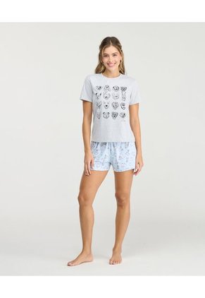 Pijama De Short Camisa Manga Corta Estampado Azul St Even 18824