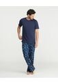 Pijama De Pantalón Manga Corta Silueta Amplia Estampado Azul St Even 28488 de St Even