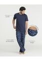 Pijama De Pantalón Manga Corta Silueta Amplia Estampado Azul St Even 28488 de St Even