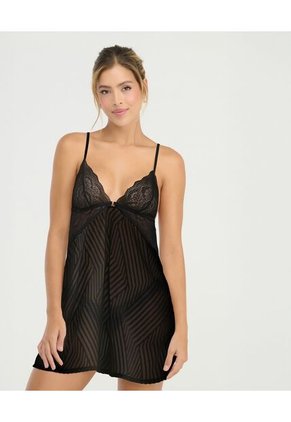 Pijama Batola Tejido Traslucido Negro St Even 18735