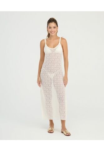 Vestido Largo En Malla Aperturas Laterales Marfil St Even 99897 St Even