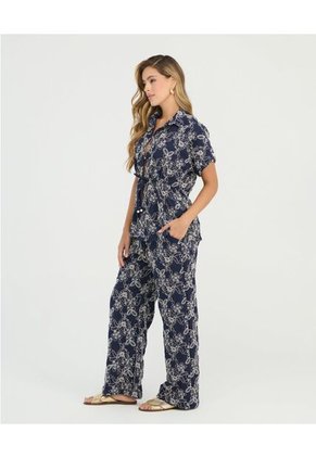 Pantalón Detalles Bordados Pretina Elástica Azul St Even 900067