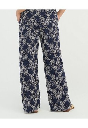Pantalón Detalles Bordados Pretina Elástica Azul St Even 900067