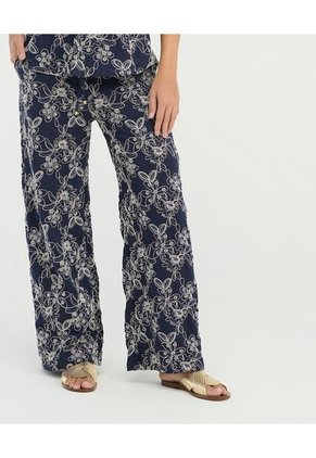 Pantalón Detalles Bordados Pretina Elástica Azul St Even 900067