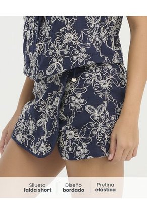 Falda Short Pretina Elastica Ajuste Comodo Azul St Even 900054