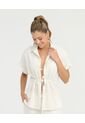 Camisa Manga Rodada Detalles Bordados Ivory St Even 900057 de St Even
