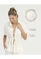 Camisa Manga Rodada Detalles Bordados Ivory St Even 900057 de St Even