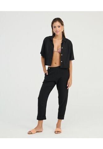 Pantalon Tiro Alto Bota Recta Negro St Even 99967 St Even