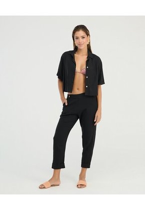 Pantalon Tiro Alto Bota Recta Negro St Even 99967
