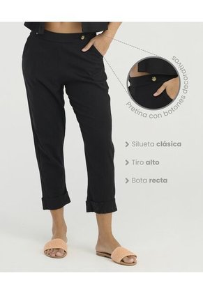 Pantalon Tiro Alto Bota Recta Negro St Even 99967