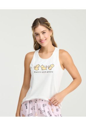 Pijama De Camisilla Estampado Frontal Short Con Pretina Blush Claro St Even 18814