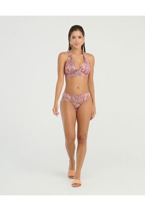 Top De Baño Tipo Halter Realce Medio Estampado Salmon St Even 900048
