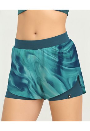 Short Deportivo Silueta Amplia Con Short Interno Estampado Verde Azul St Even 68434