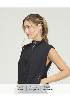 Chaleco Deportivo Cuello Alto Cremallera Frontal Negro St Even 68283