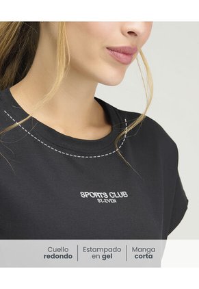 Camiseta Deportiva Cuello Redondo Silueta Holgada Negro St Even 68443