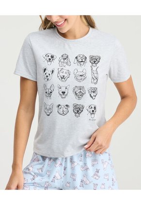 Pijama De Short Camisa Manga Corta Estampado Azul St Even 18824