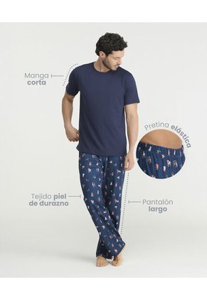 Pijama De Pantalón Manga Corta Silueta Amplia Estampado Azul St Even 28488