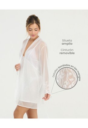 Kimono Detalle Bordados En Mangas Ivory St Even 18745