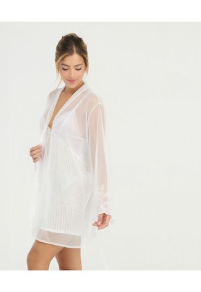 Kimono Detalle Bordados En Mangas Ivory St Even 18745