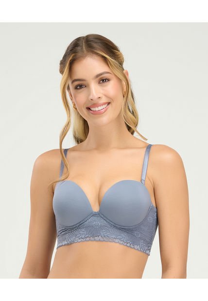 Brasier Tipo Balconette Escote Profundo Gris Titanio ST Even 49450