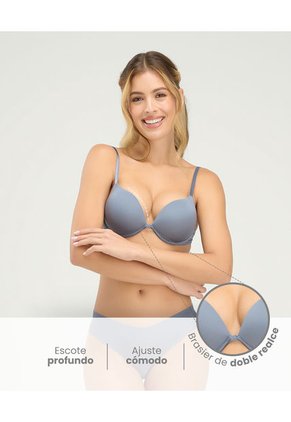 Brasier Doble Realce Escote Profundo Gris Titanio ST Even 49480