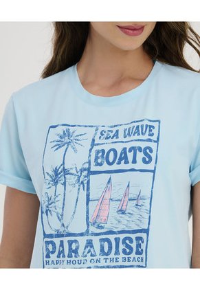 Camiseta Cuello Redondo Manga Corta Azul ST Even 99777