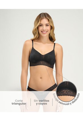 Bralette Triangular Sin Varillas Negro ST Even 49546