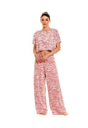 Camiseta De Pijama Cuello Redondo Silueta Suelta Rosado ST Even 17643