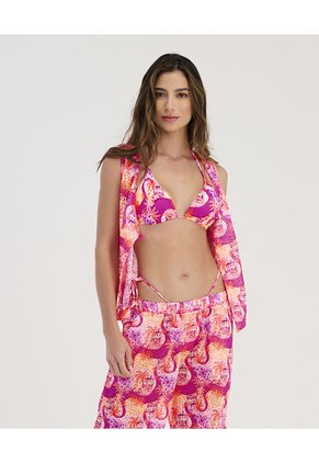 Chaleco De Botones Silueta Amplia Tipo Malla Estamp Naranja Neon ST Even 99627