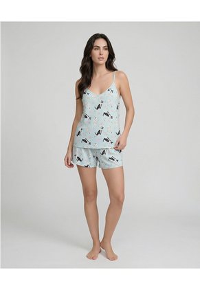 Pijama De Short | Blusa Escote En V | Tiras Ajustables