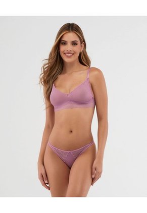Bralette Triangular En Encaje Elástico En Base Morado ST Even 49256
