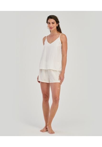 Pijama De Short Con Blusa De Tiras Ajustables Ivory ST Even 18634