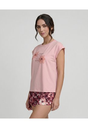 Pijama De Short | Camiseta Manga Rodada
