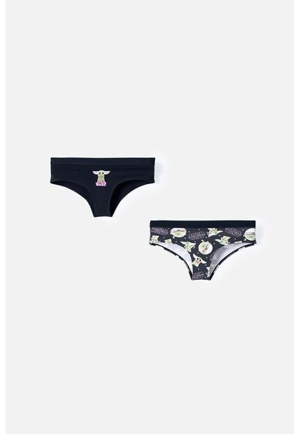 Pack X2 Panties De Mandalorian Estampado Negro Para Mujer M
