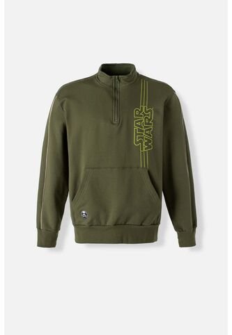 Buzo De Star Wars Cerrado Verde Militar Para Hombre XS Star Wars