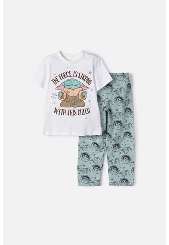 Pijama De Mandalorian Pantalón Largo Multicolor Para Niño 2T A 6T 3T Star Wars