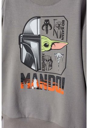 Buzo De Mandalorian Cerrado Gris Para Niño 14