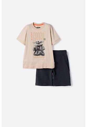Conjunto De Mandalorian Con Bermuda Multicolor Para Niño 10 Star Wars