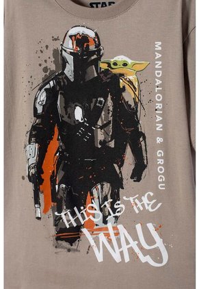 Camiseta De Mandalorian Manga Corta Verde Para Niño