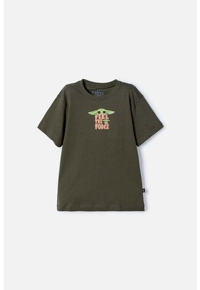 Camiseta De Mandalorian Manga Corta Verde Para Niño 8