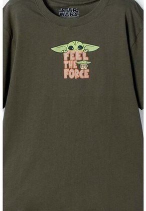 Camiseta De Mandalorian Manga Corta Verde Para Niño 8