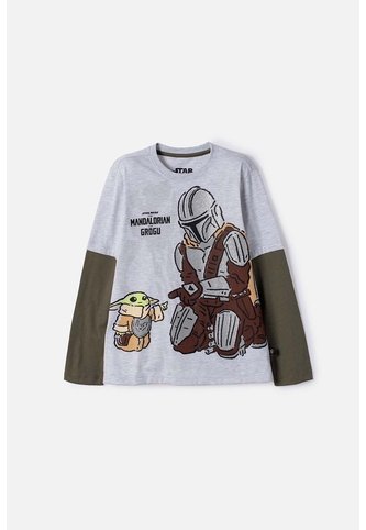 Camiseta De Mandalorian Manga Corta Multicolor Para Niño 10 Star Wars